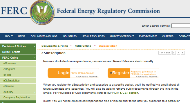 esubscription screen